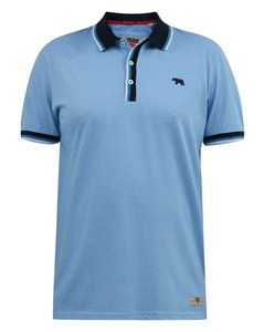 D555 Bayton 1-Streifen-Jersey-Poloshirt mit gerippten Kragenbündchen, Himmelblau